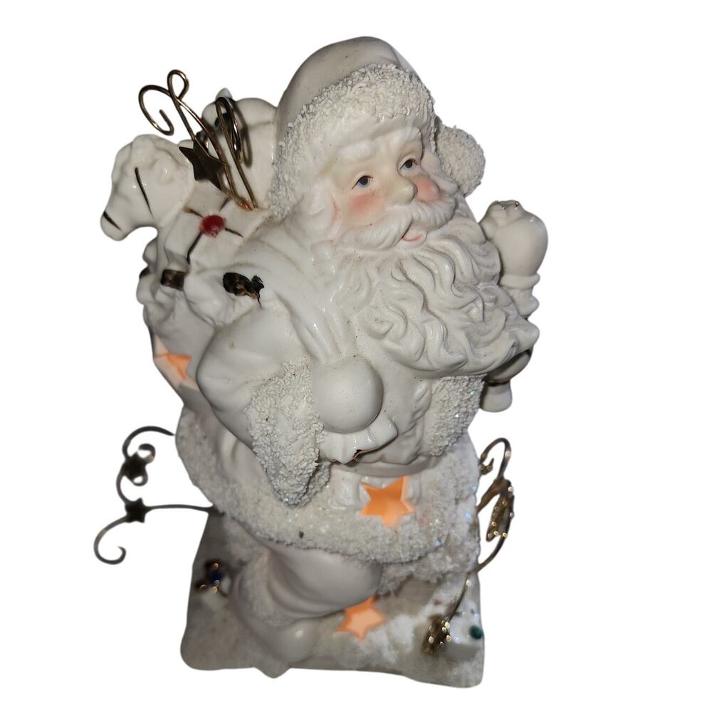 International Bazaar Santa Claus Night Light Christmas Porcelain Gold Accents